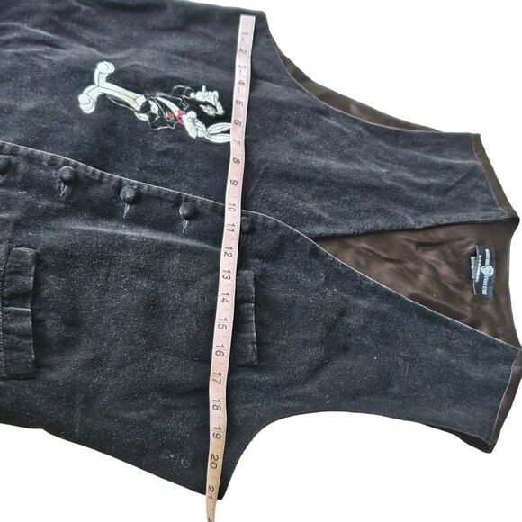 Vintage Velveteen Men's Black Warner Brothers Bugs Bunny Vest adjustable size L - Picture 9 of 15